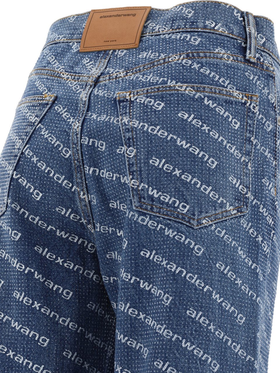 Alexander Wang Jeans with logo crystal hotfix Blauw