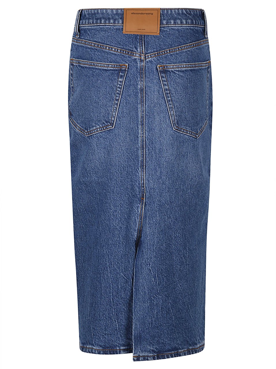 Alexander Wang Stretch Denim Midi Skirt Blue Blauw