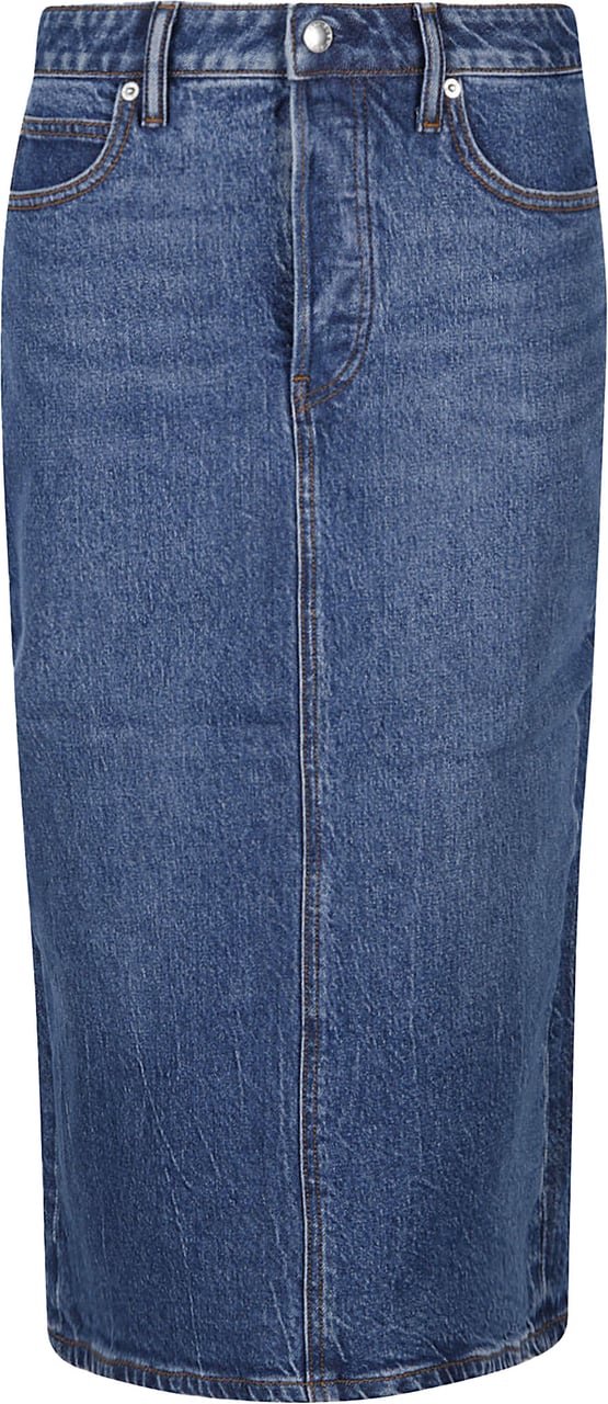 Alexander Wang Stretch Denim Midi Skirt Blue Blauw