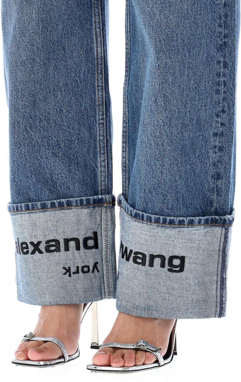 Alexander Wang Logo-embroidered mid-rise jeans Blauw