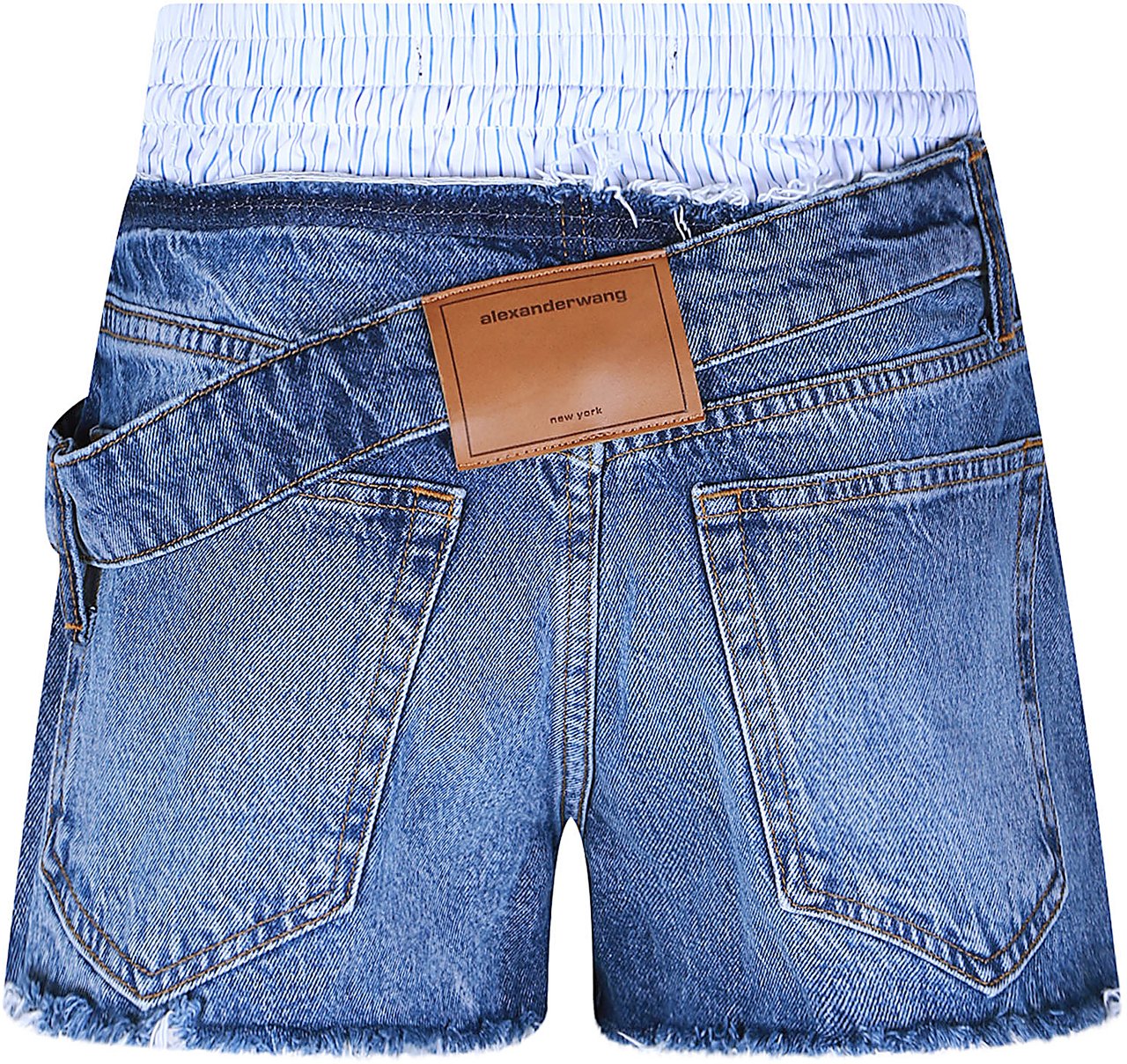 Alexander Wang Pre Styled Boxer And Drop Waistband Short Blue Blauw