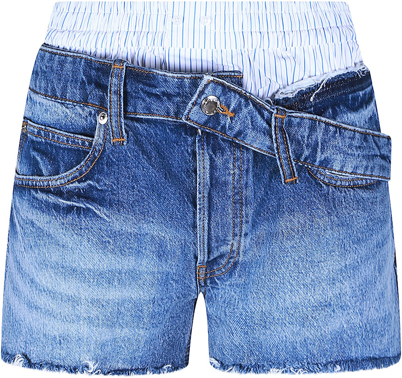 Alexander Wang Pre Styled Boxer And Drop Waistband Short Blue Blauw