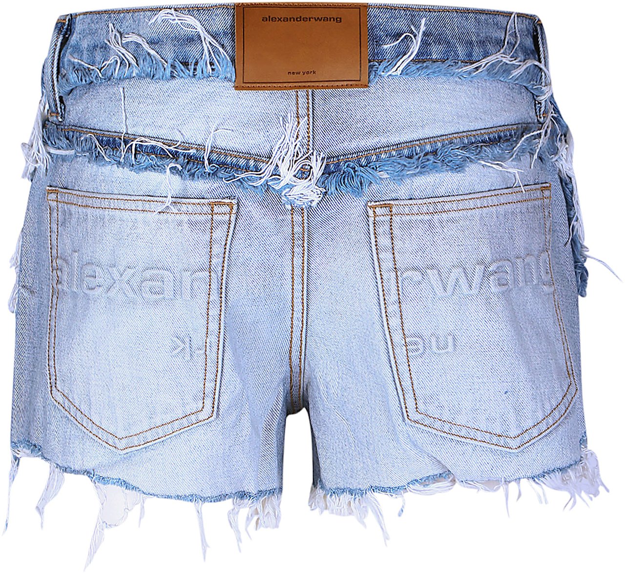 Alexander Wang Inverted Mid Rise Emboss Logo Short Blue Blauw