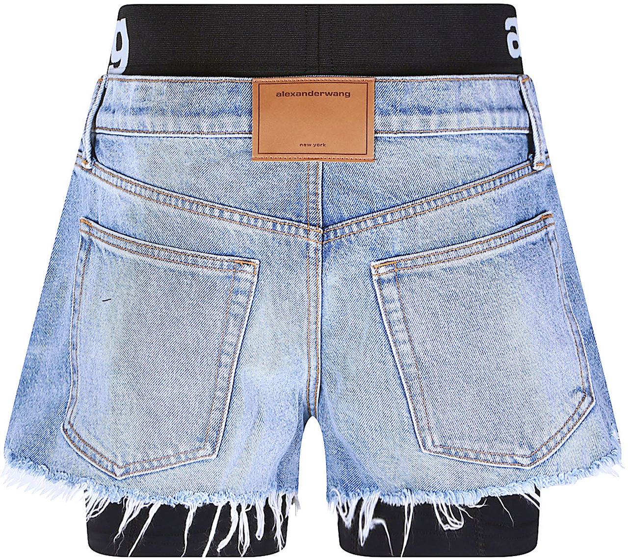 Alexander Wang Pre Styled Relaxed Logo Bike Short Blue Blauw