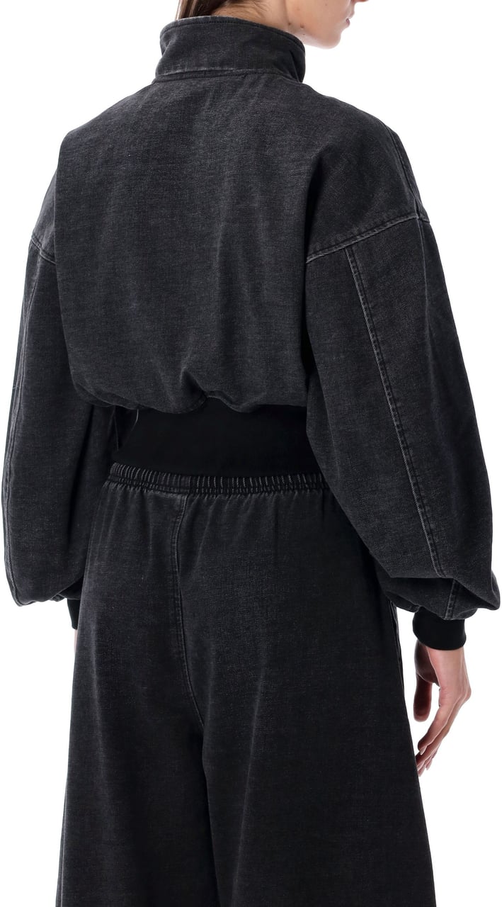 Alexander Wang Funnel Neck Jacket W/ Tall Rib Faded Black Zwart