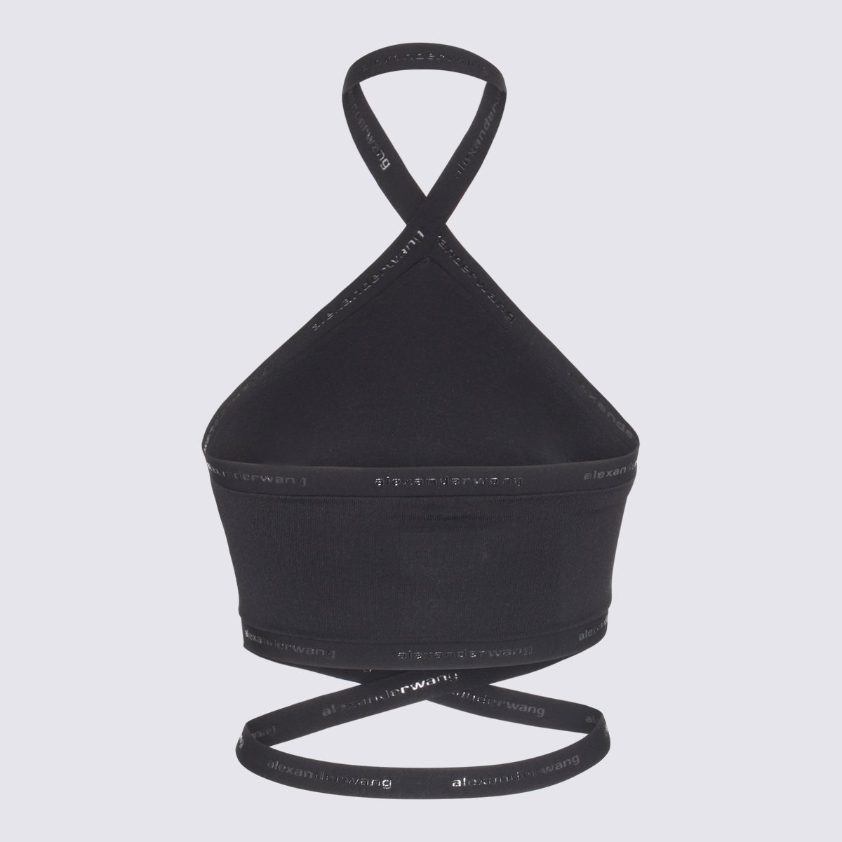 Alexander Wang Halter Neck Crop Top With Waist-Wrapping Straps Zwart