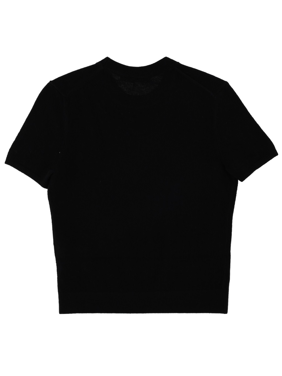 Alexander Wang Cropped Black Logo T-Shirt Zwart