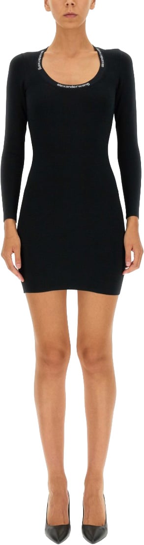 Alexander Wang Jacquard Logo Dress Zwart