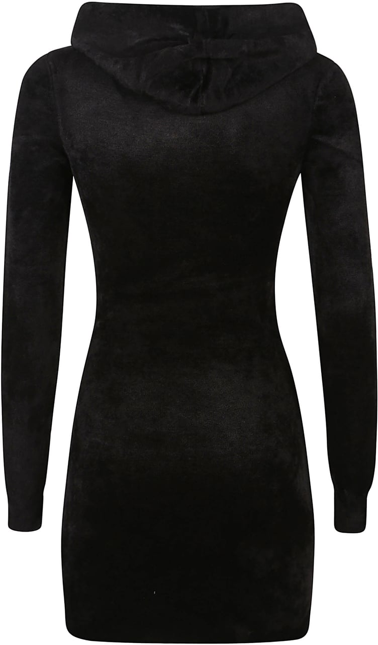 Alexander Wang Long Sleeve Embossed Logo Mini Dress Black Zwart