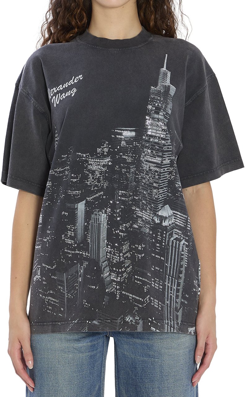 Alexander Wang T-shirt with rhinestones Zwart
