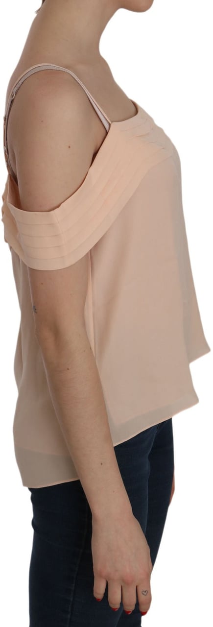 Alexander Wang Orange Off Shoulder Strap Square Neck Top Blouse Oranje