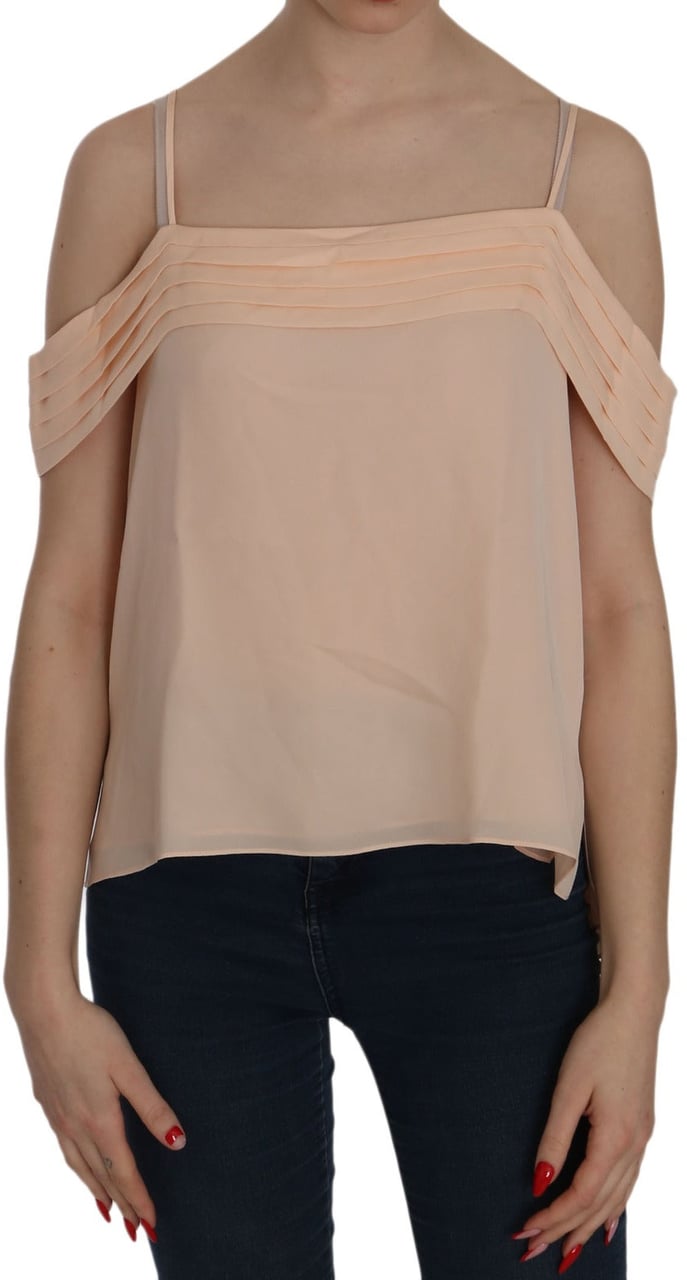 Alexander Wang Orange Off Shoulder Strap Square Neck Top Blouse Oranje