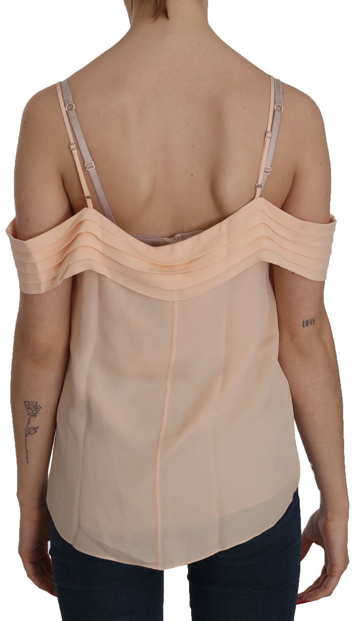 Alexander Wang Orange Off Shoulder Strap Square Neck Top Blouse Oranje