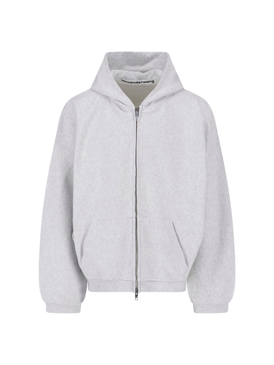Alexander Wang Light Grey Zip-Up Sweatshirt with Hood Grijs