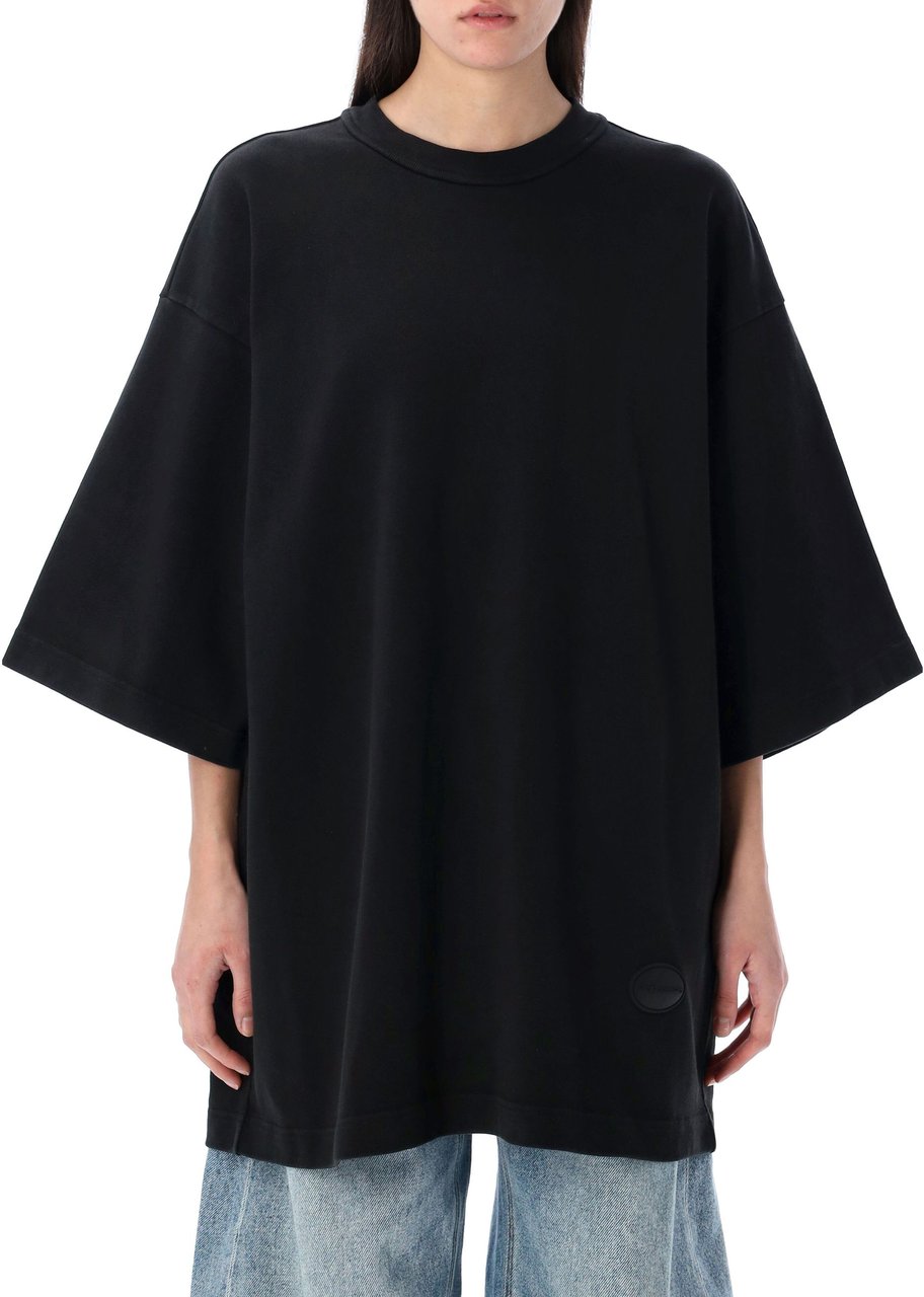 Alexander Wang Oversized Unisex Tee W/ Dome Logo Patch Washed Black Zwart