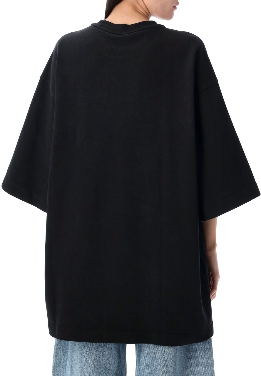 Alexander Wang Oversized Unisex Tee W/ Dome Logo Patch Washed Black Zwart