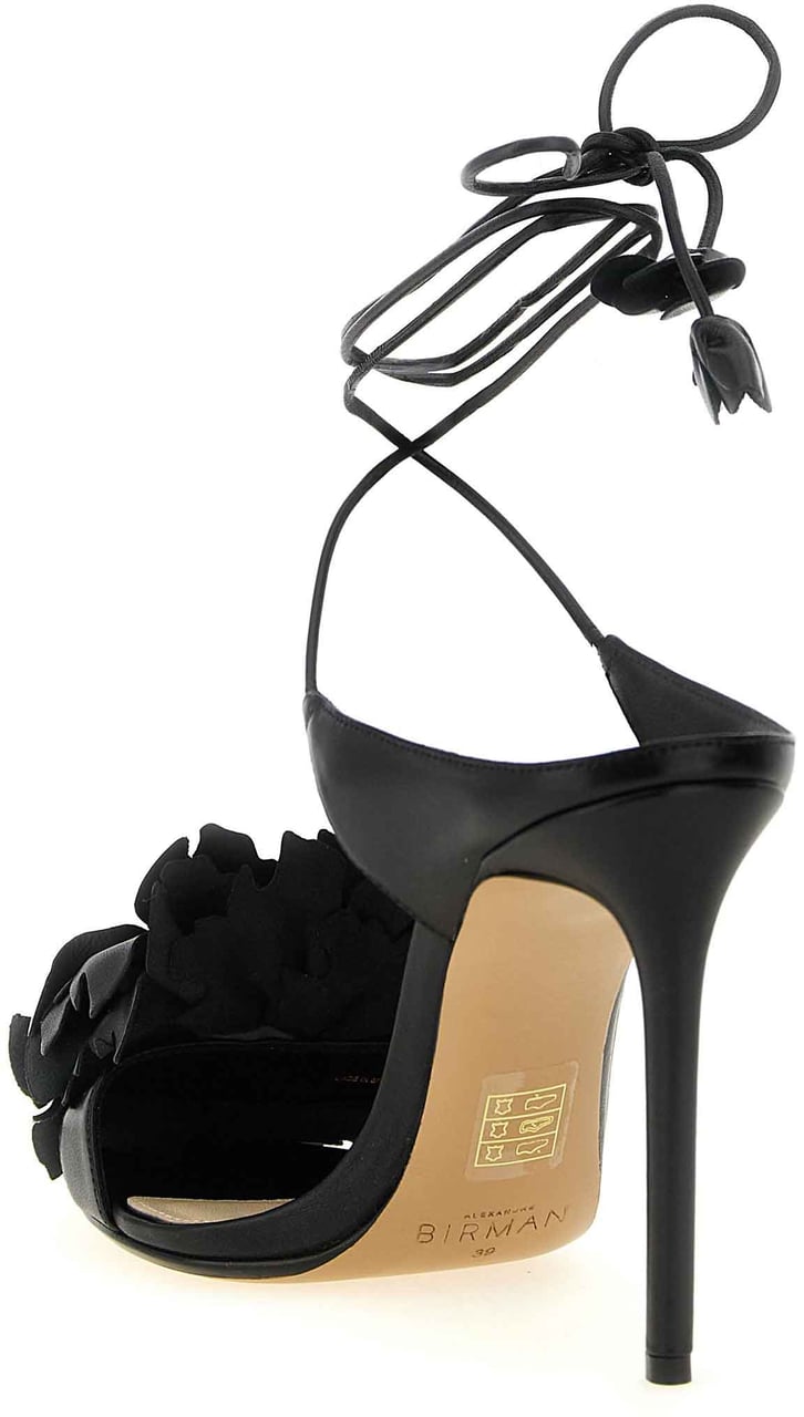 Alexandre Birman Black Cowhide Stiletto Heel Sandals Zwart