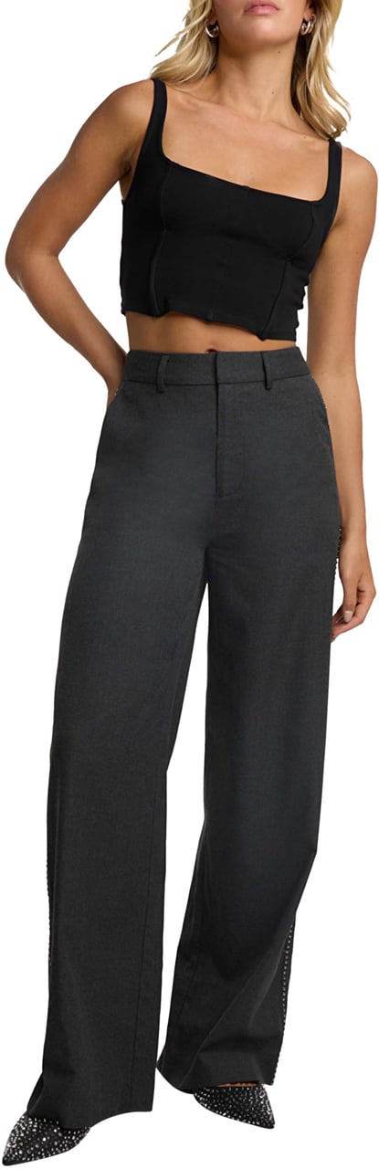 ALIX Woven Wide Leg Pantalon Grijs