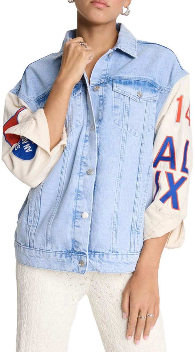 ALIX Mixed Sleeves Denim Jacket Blauw