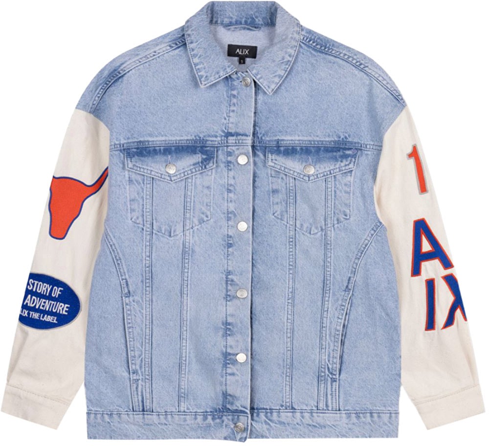 ALIX Mixed Sleeves Denim Jacket Blauw