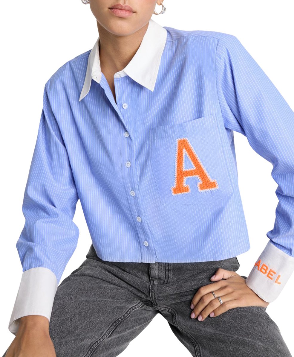 ALIX Cropped Stripe Blouse Blauw