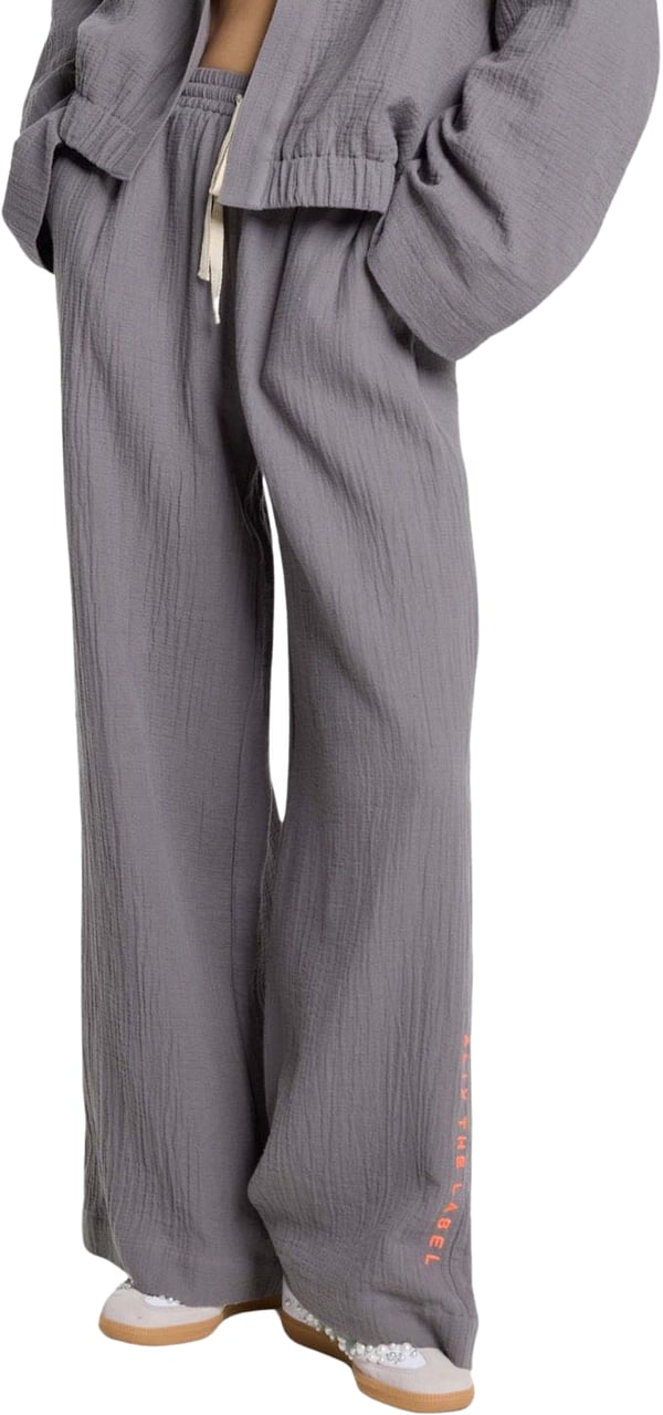 Alix The Label Crinkle Wide Leg Broek Grijs