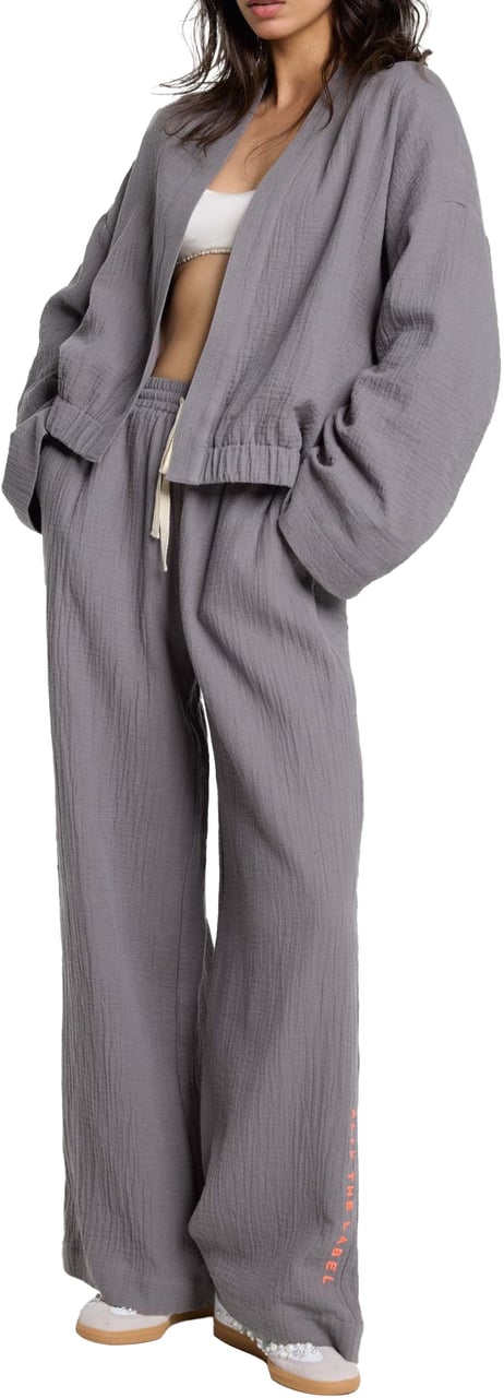 Alix The Label Crinkle Wide Leg Broek Grijs