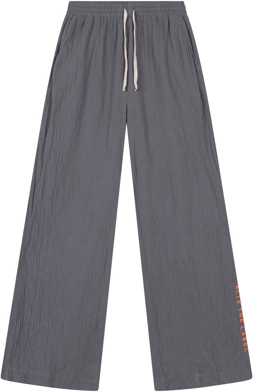 Alix The Label Crinkle Wide Leg Broek Grijs