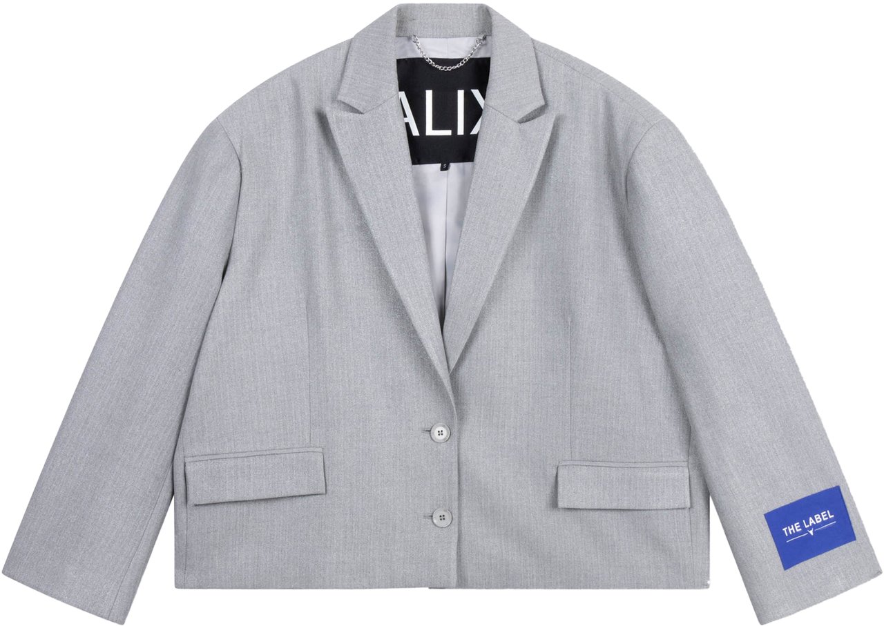 ALIX Coated Herringbone Blazer Grijs