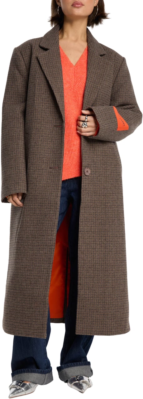 ALIX Checked Coat Beige