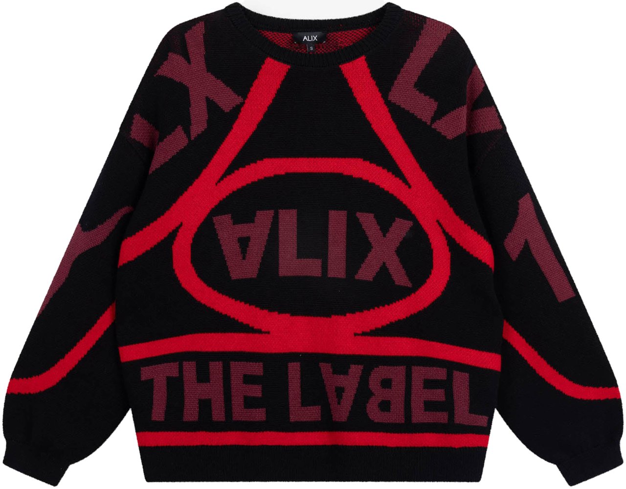 ALIX Racer Jacquard Pullover Zwart