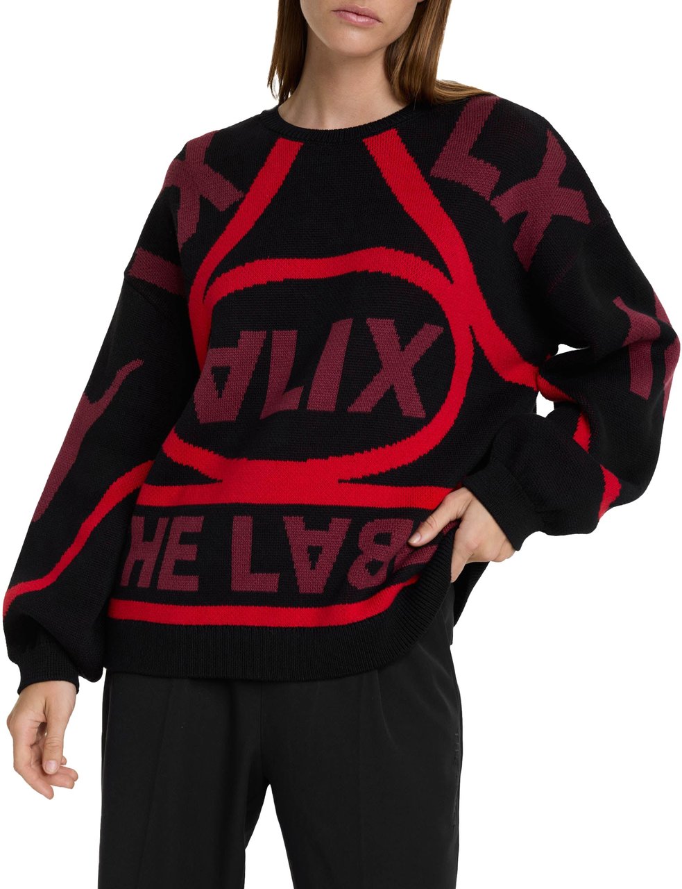 ALIX Racer Jacquard Pullover Zwart