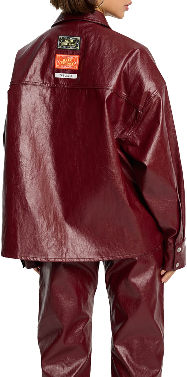 ALIX Faux Leather Blouse Rood
