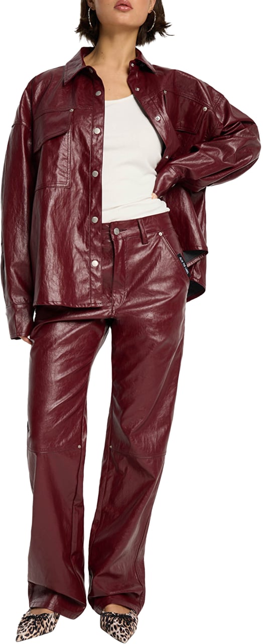 ALIX Faux Leather Blouse Rood