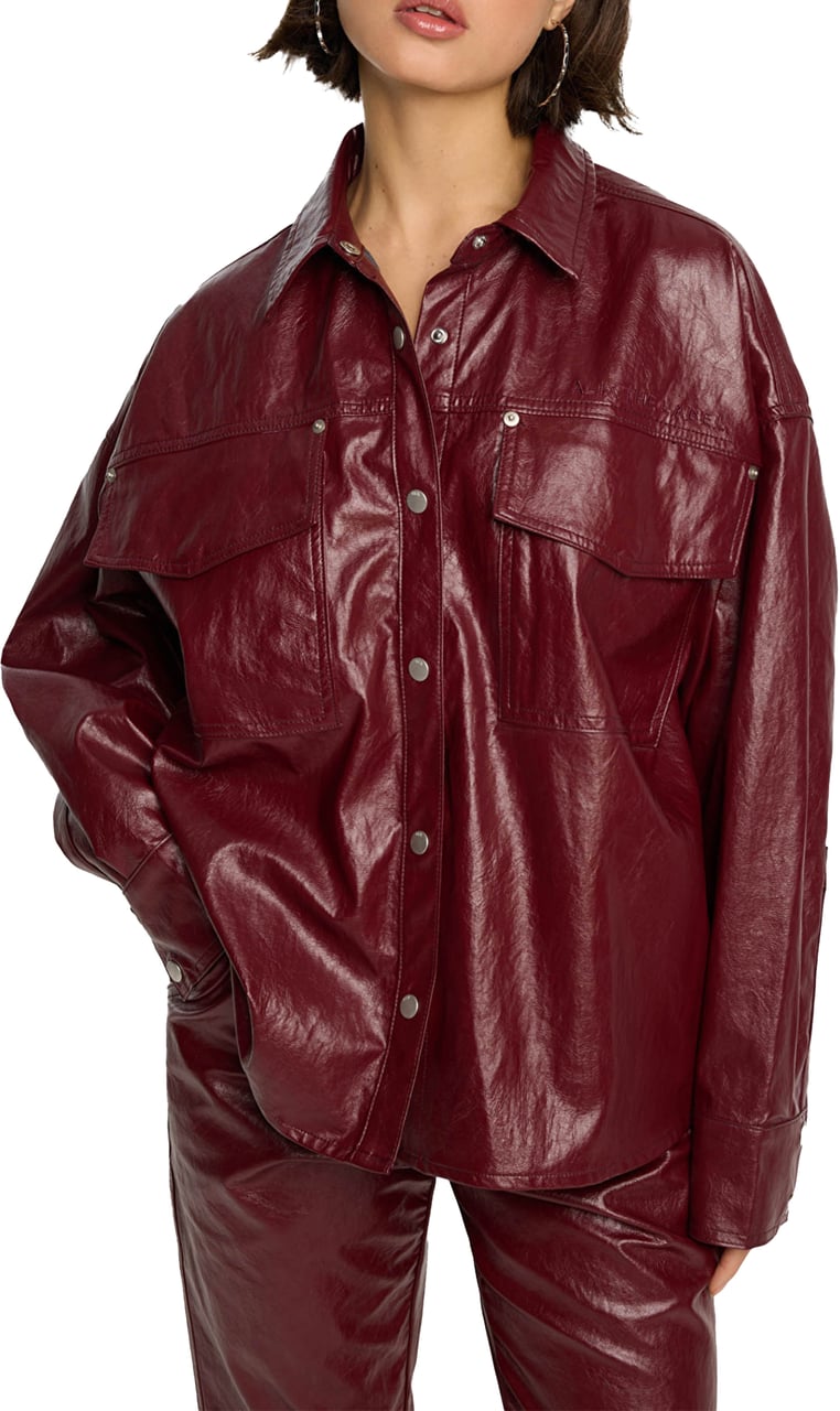 ALIX Faux Leather Blouse Rood