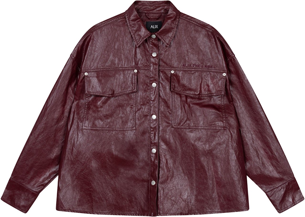 ALIX Faux Leather Blouse Rood