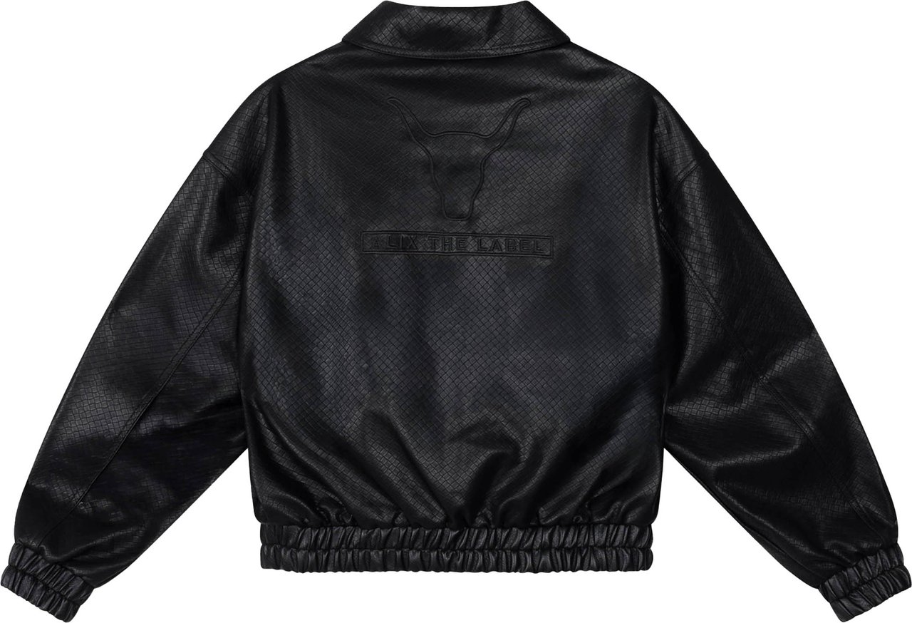 ALIX Woven Braided Faux Leren Jas Zwart