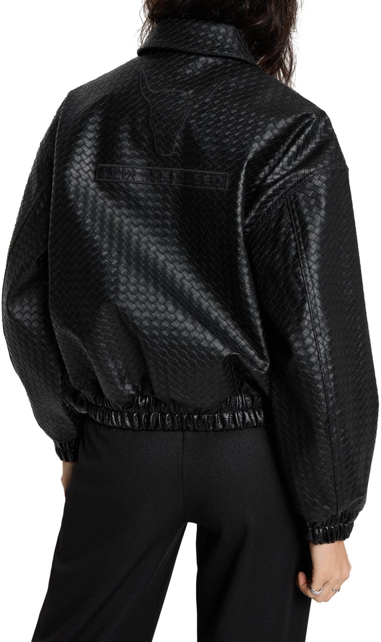 ALIX Woven Braided Faux Leren Jas Zwart