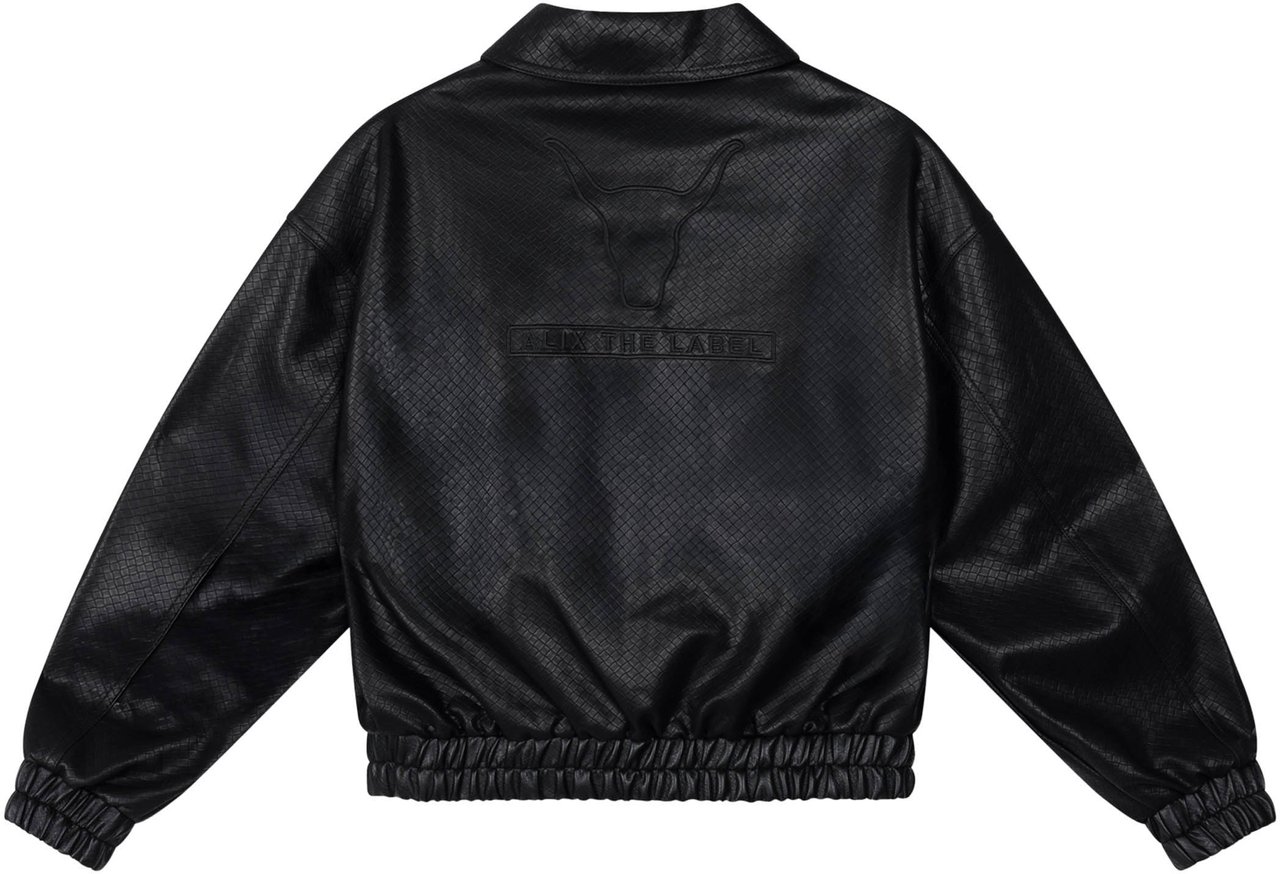 ALIX Woven Braided Faux Leren Jas Zwart