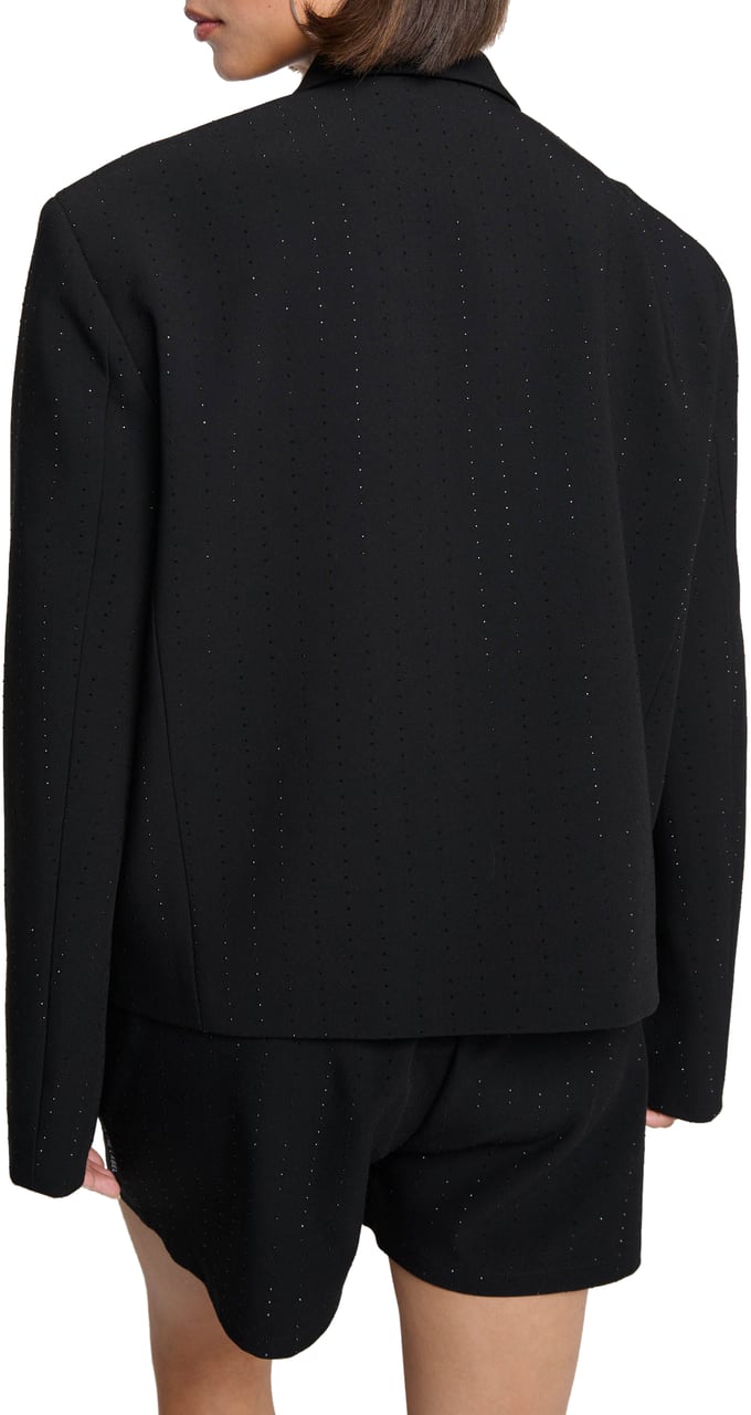 Alix The Label Woven Cropped Studs Blazer Zwart