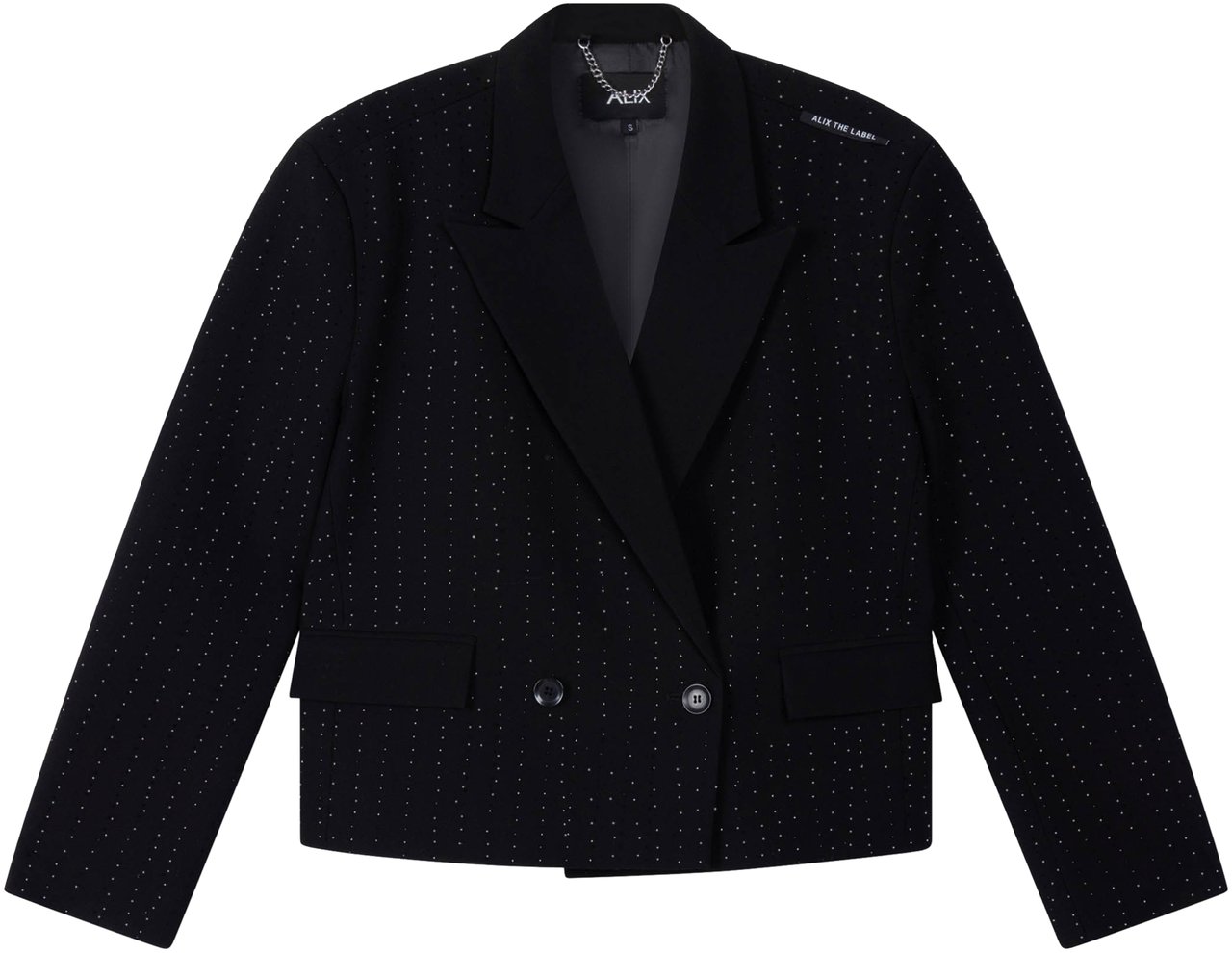 Alix The Label Woven Cropped Studs Blazer Zwart
