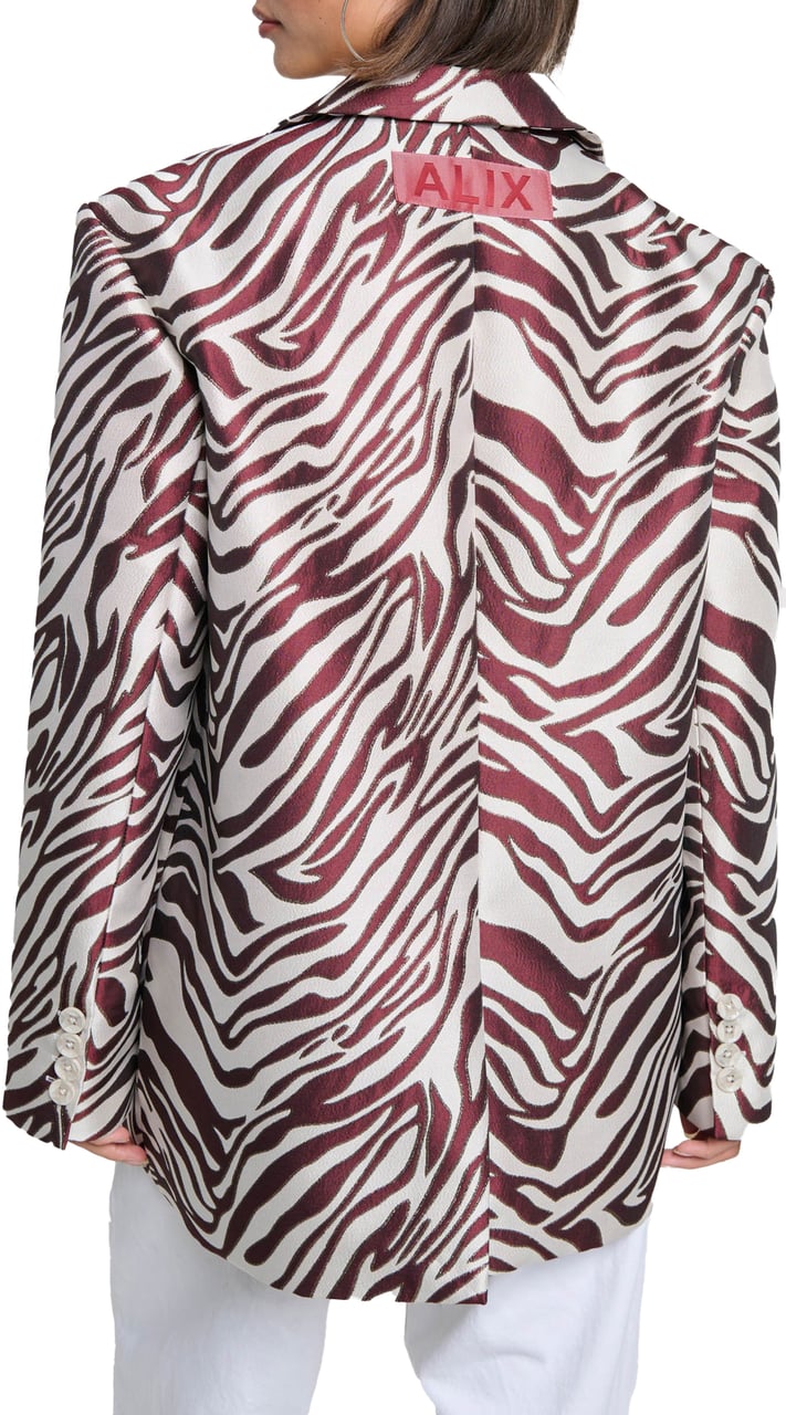 ALIX Woven Jacquard Blazer Rood