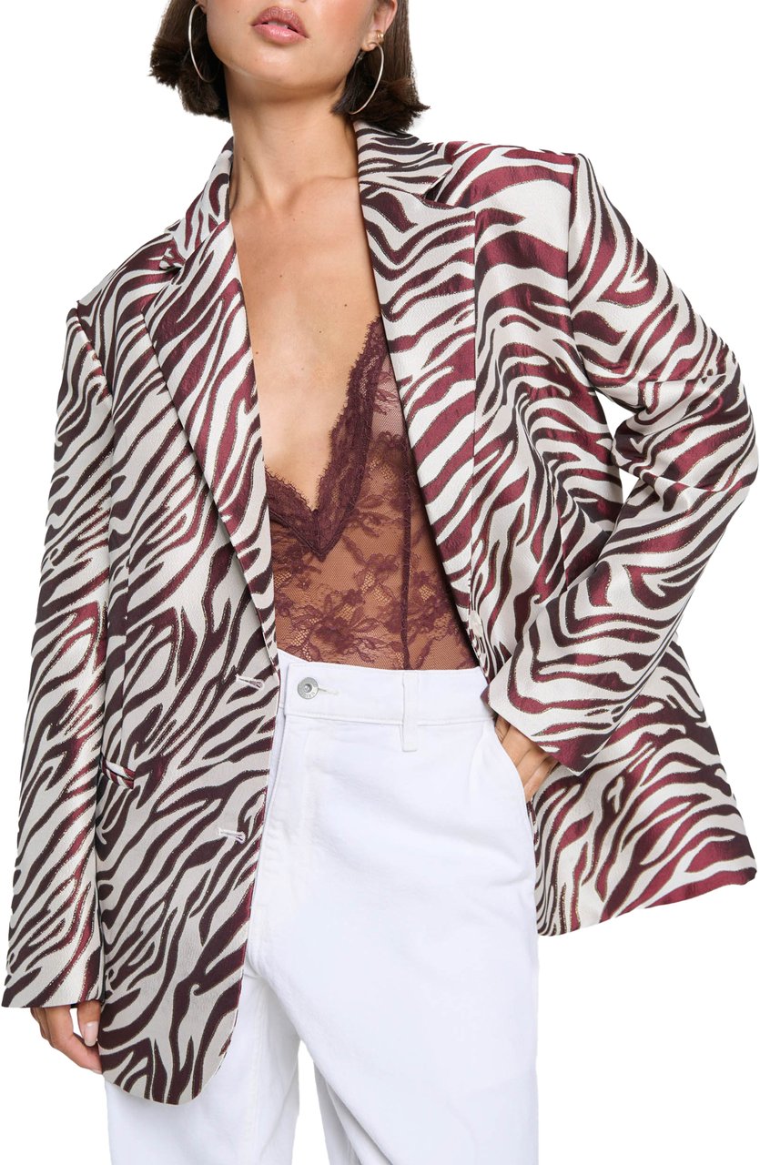ALIX Woven Jacquard Blazer Rood