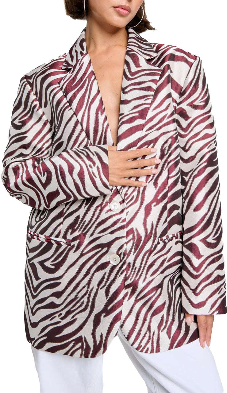 ALIX Woven Jacquard Blazer Rood