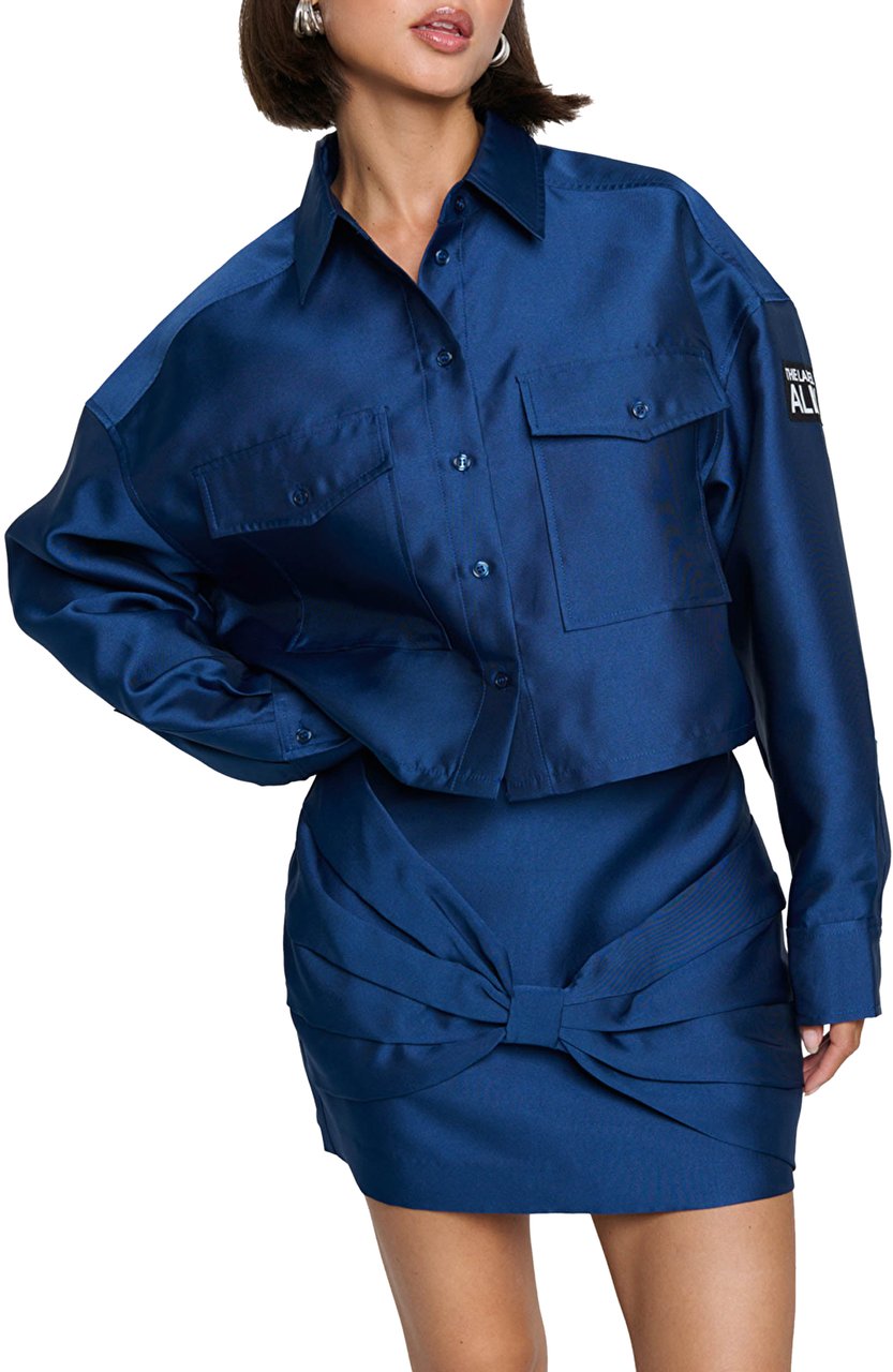 ALIX Woven Cropped Blouse Blauw