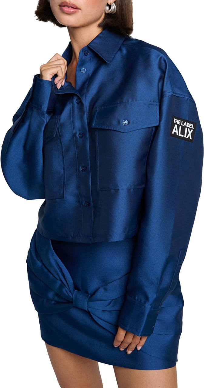 ALIX Woven Cropped Blouse Blauw