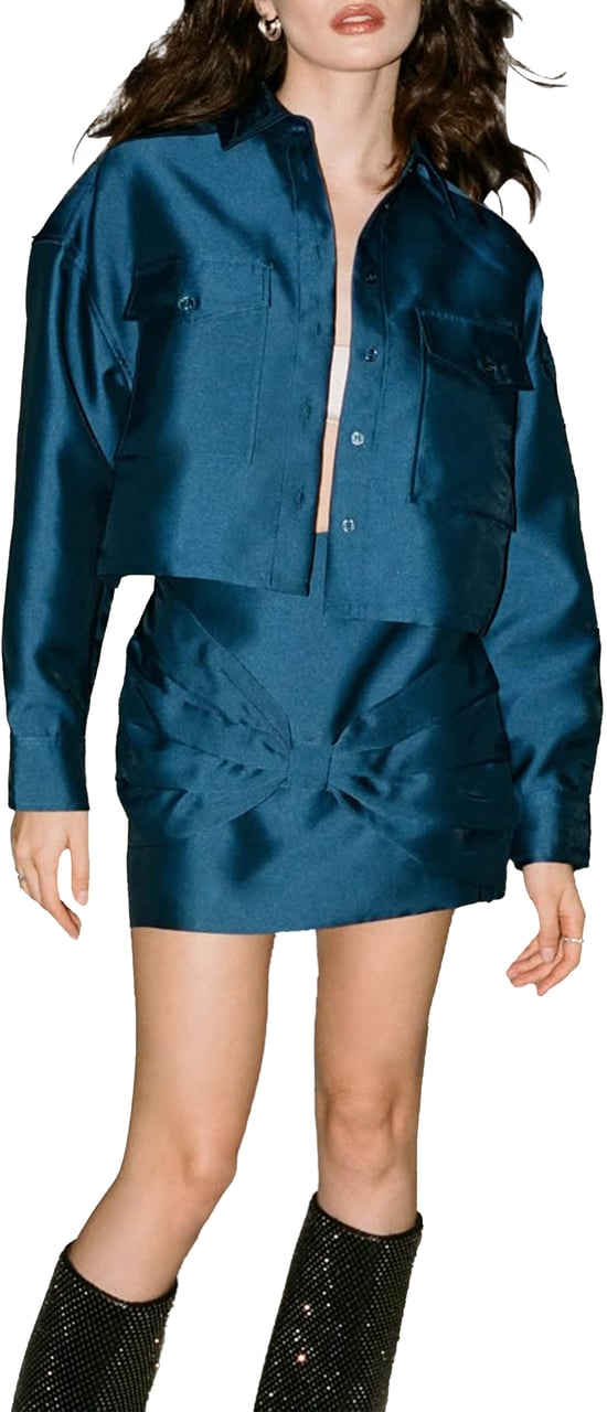 ALIX Woven Cropped Blouse Blauw