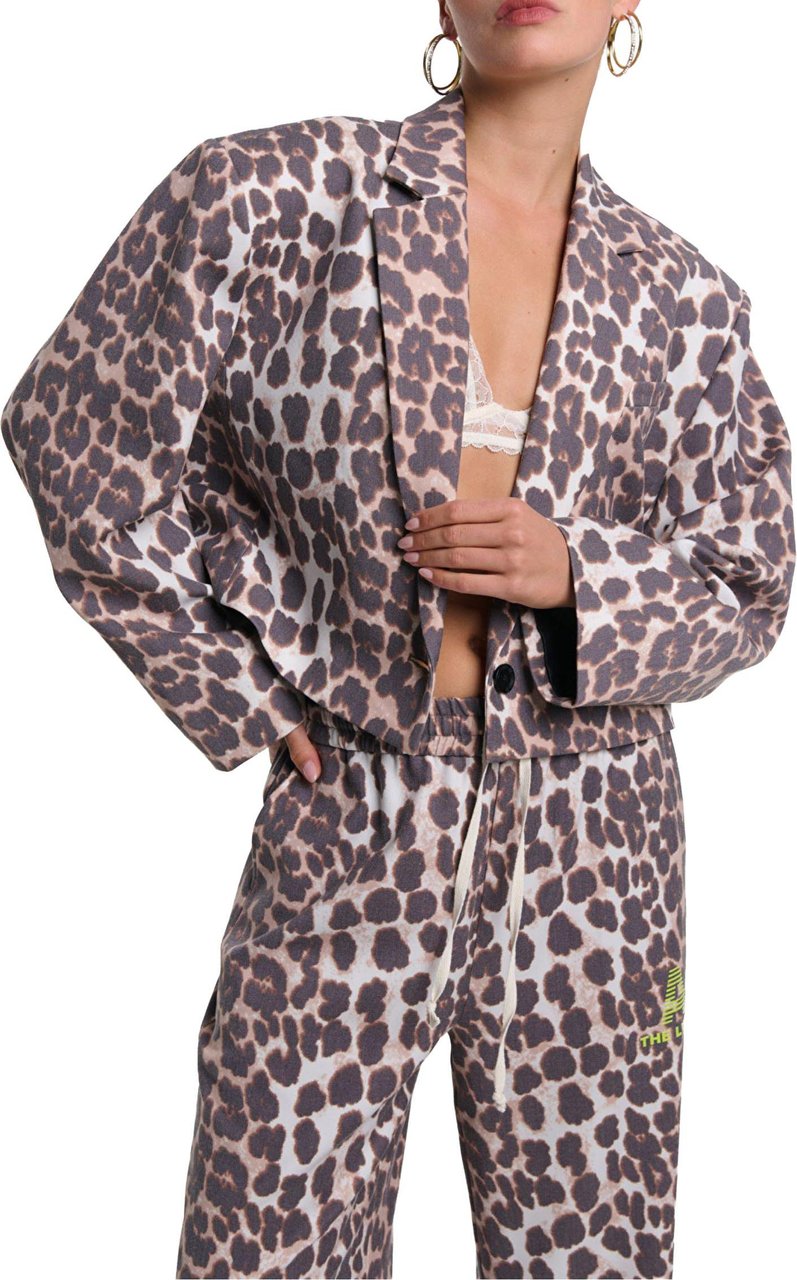 Alix The Label Ladies Woves Animal Cropped Blazer Blazers Bruin 2602402565 Dierenprint