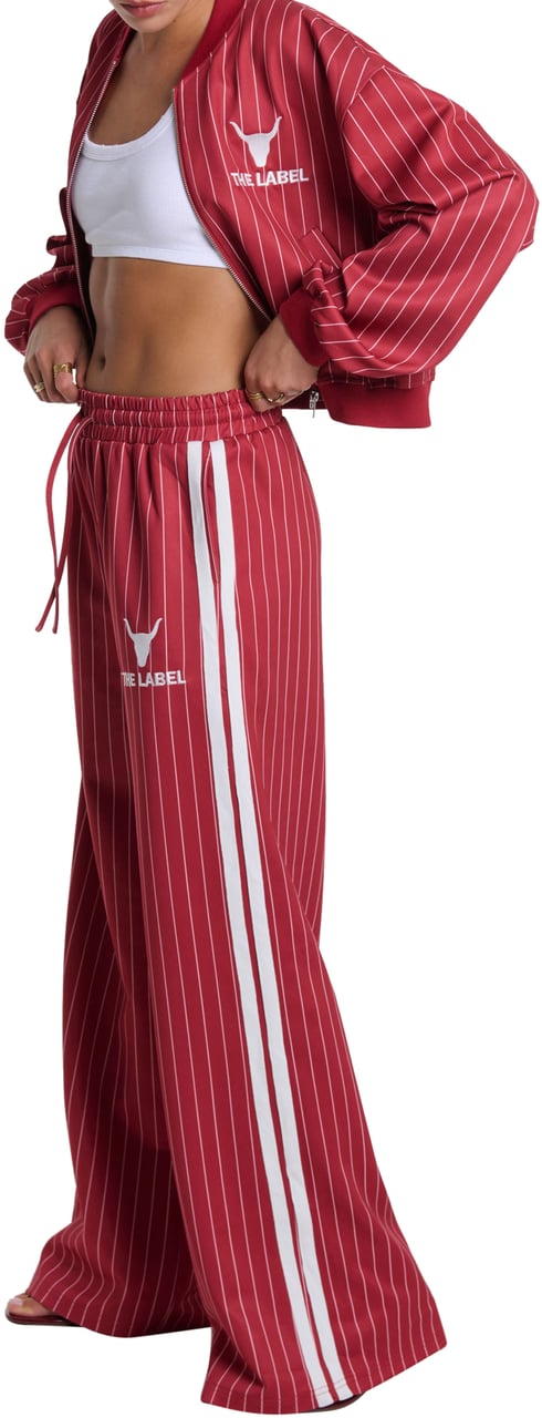 Alix The Label Pinstripe Cropped Jas Rood