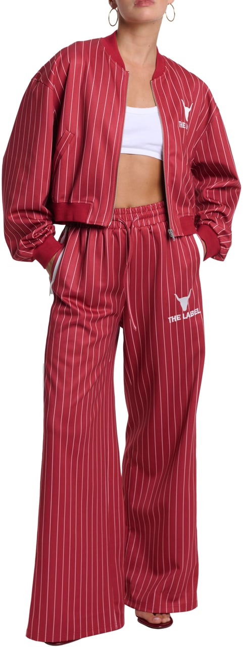 Alix The Label Pinstripe Cropped Jas Rood